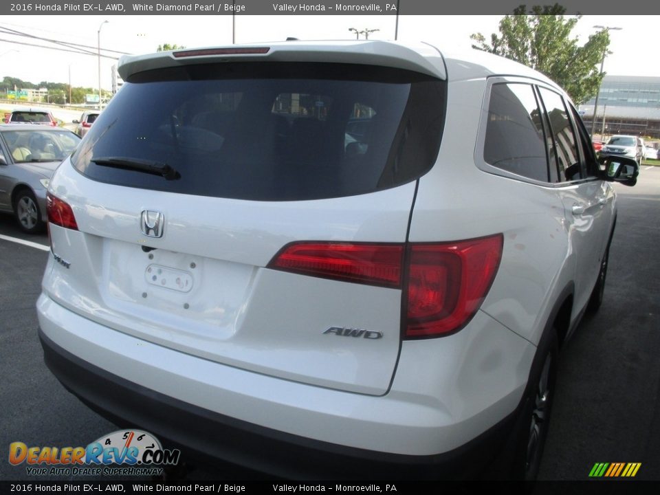 2016 Honda Pilot EX-L AWD White Diamond Pearl / Beige Photo #5