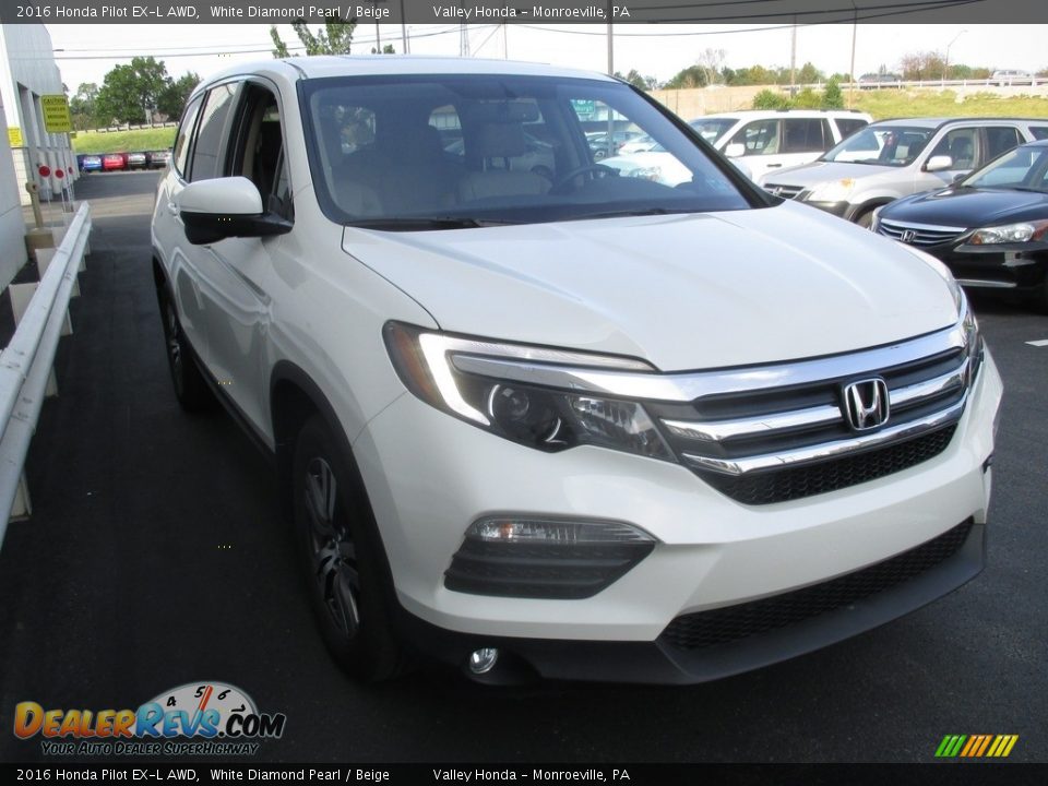 2016 Honda Pilot EX-L AWD White Diamond Pearl / Beige Photo #6