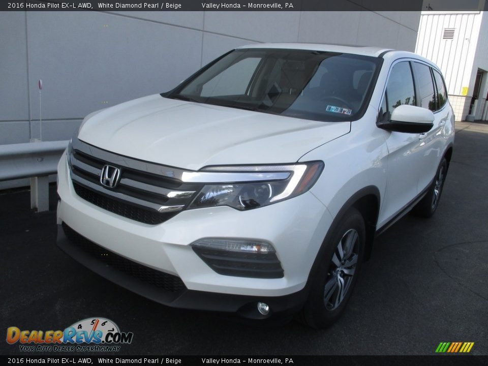 2016 Honda Pilot EX-L AWD White Diamond Pearl / Beige Photo #8