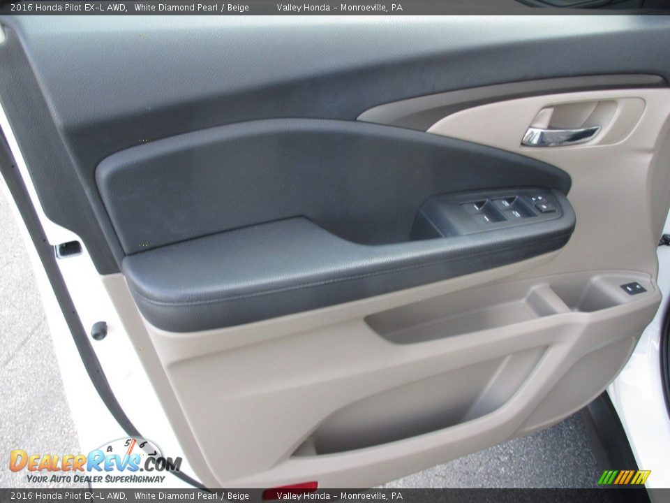 2016 Honda Pilot EX-L AWD White Diamond Pearl / Beige Photo #9
