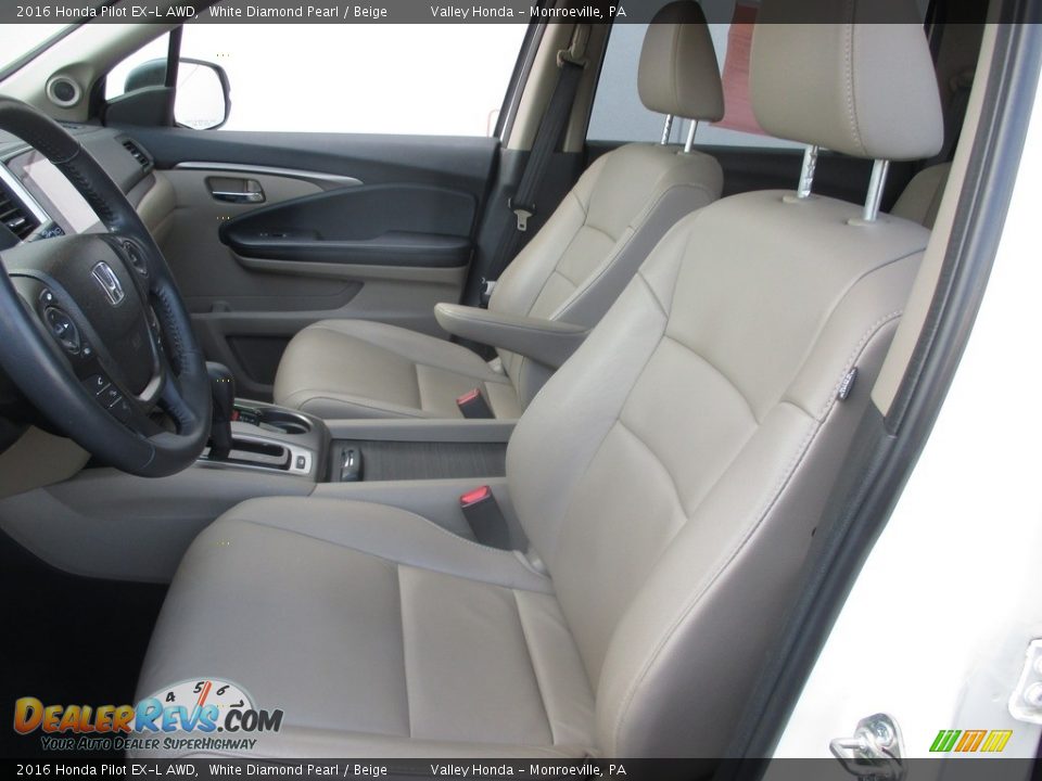 2016 Honda Pilot EX-L AWD White Diamond Pearl / Beige Photo #10