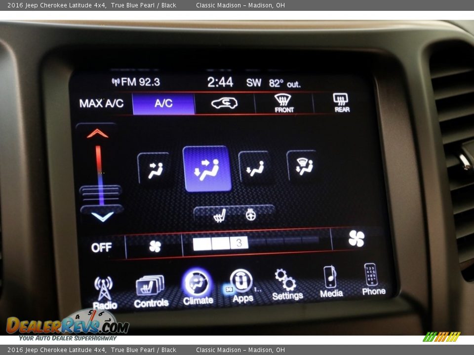 2016 Jeep Cherokee Latitude 4x4 True Blue Pearl / Black Photo #12