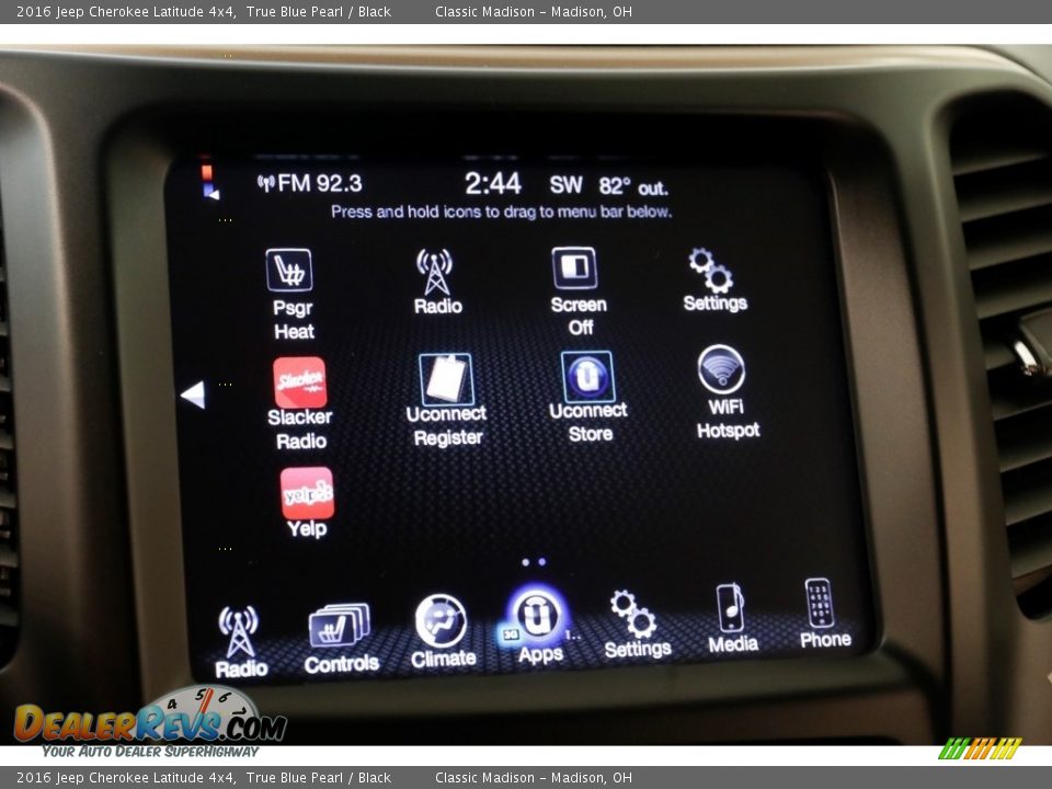 2016 Jeep Cherokee Latitude 4x4 True Blue Pearl / Black Photo #14