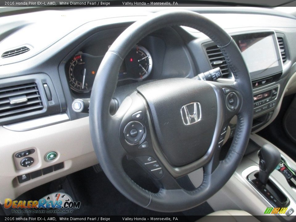 2016 Honda Pilot EX-L AWD White Diamond Pearl / Beige Photo #14