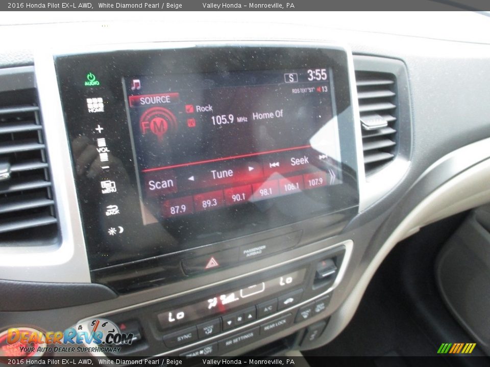 2016 Honda Pilot EX-L AWD White Diamond Pearl / Beige Photo #15