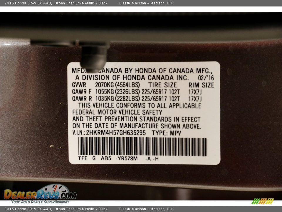 2016 Honda CR-V EX AWD Urban Titanium Metallic / Black Photo #24