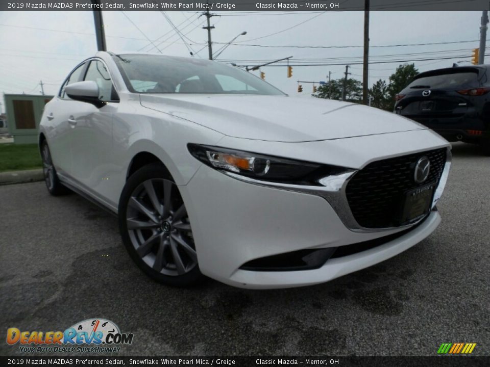 2019 Mazda MAZDA3 Preferred Sedan Snowflake White Pearl Mica / Greige Photo #1