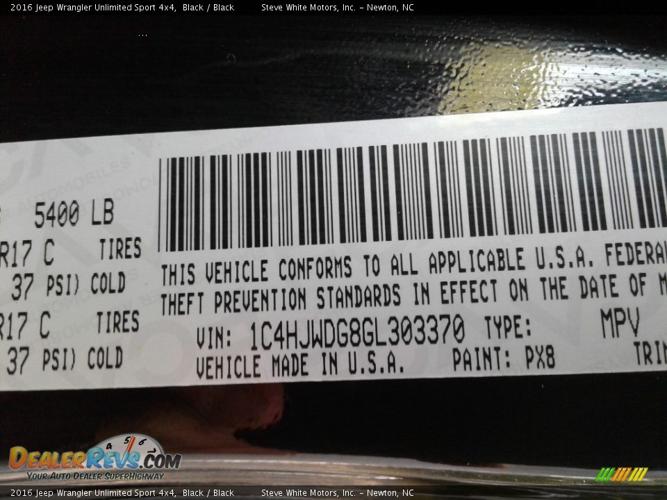2016 Jeep Wrangler Unlimited Sport 4x4 Black / Black Photo #27