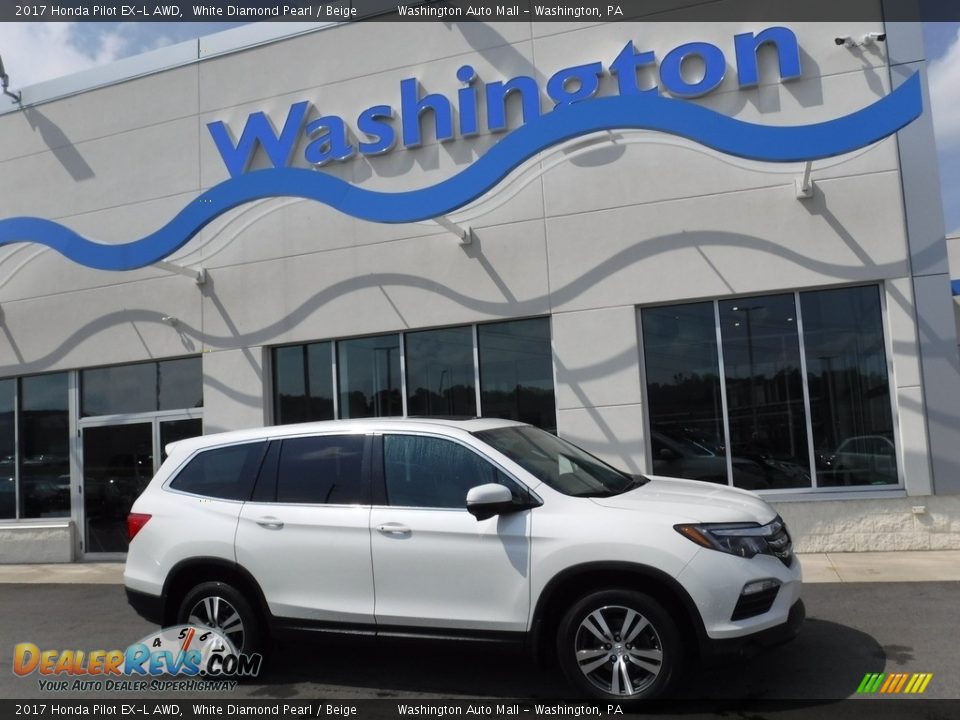 2017 Honda Pilot EX-L AWD White Diamond Pearl / Beige Photo #2