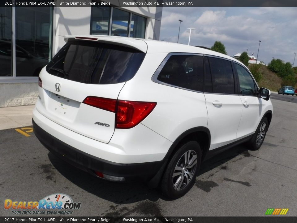 2017 Honda Pilot EX-L AWD White Diamond Pearl / Beige Photo #8
