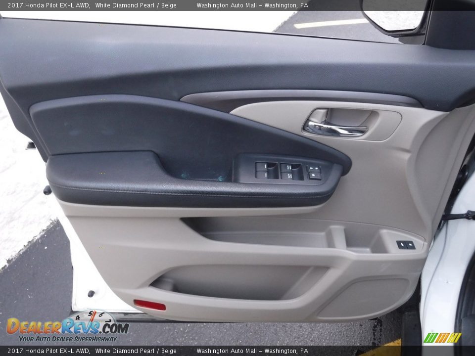 2017 Honda Pilot EX-L AWD White Diamond Pearl / Beige Photo #11