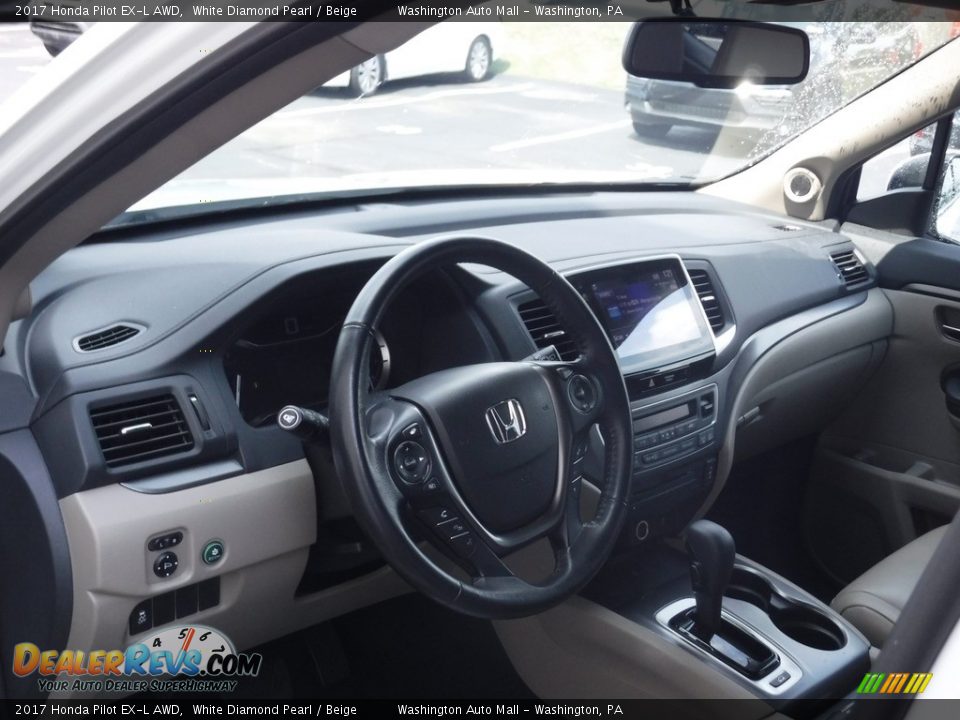 2017 Honda Pilot EX-L AWD White Diamond Pearl / Beige Photo #12