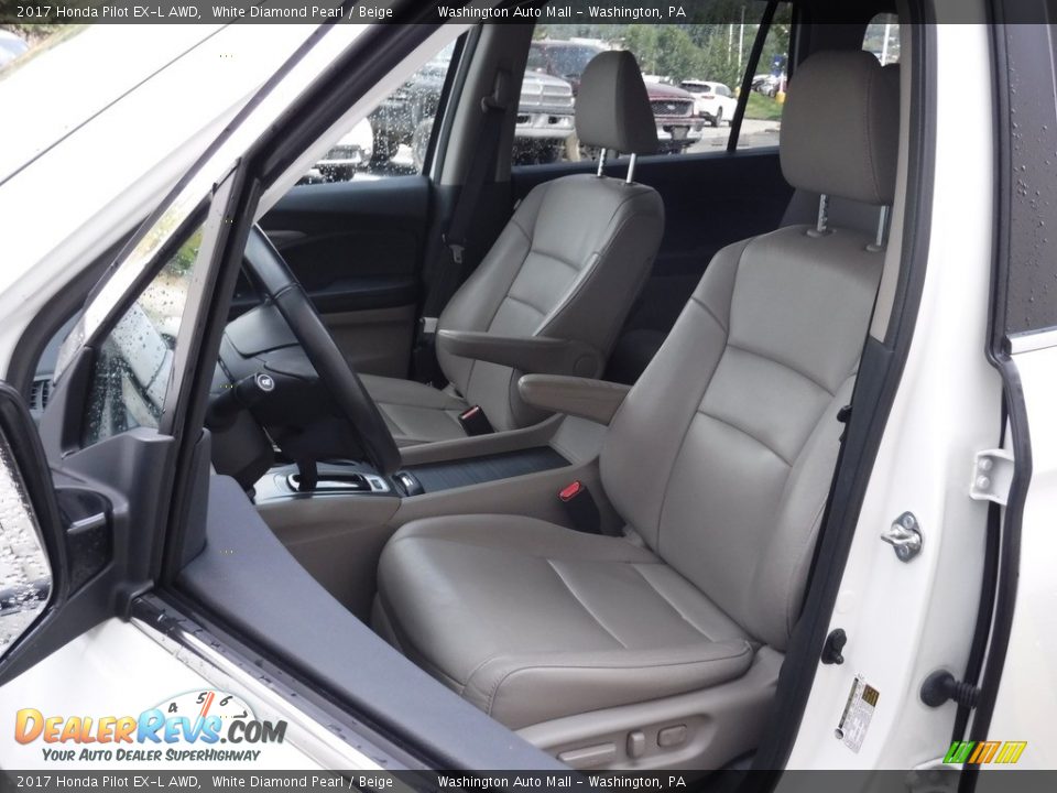 2017 Honda Pilot EX-L AWD White Diamond Pearl / Beige Photo #14