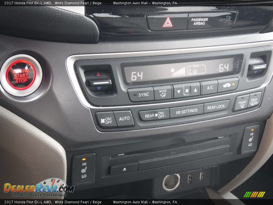 2017 Honda Pilot EX-L AWD White Diamond Pearl / Beige Photo #17