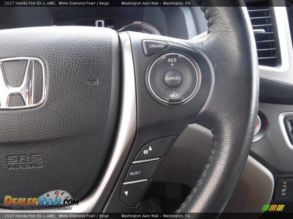 2017 Honda Pilot EX-L AWD White Diamond Pearl / Beige Photo #23