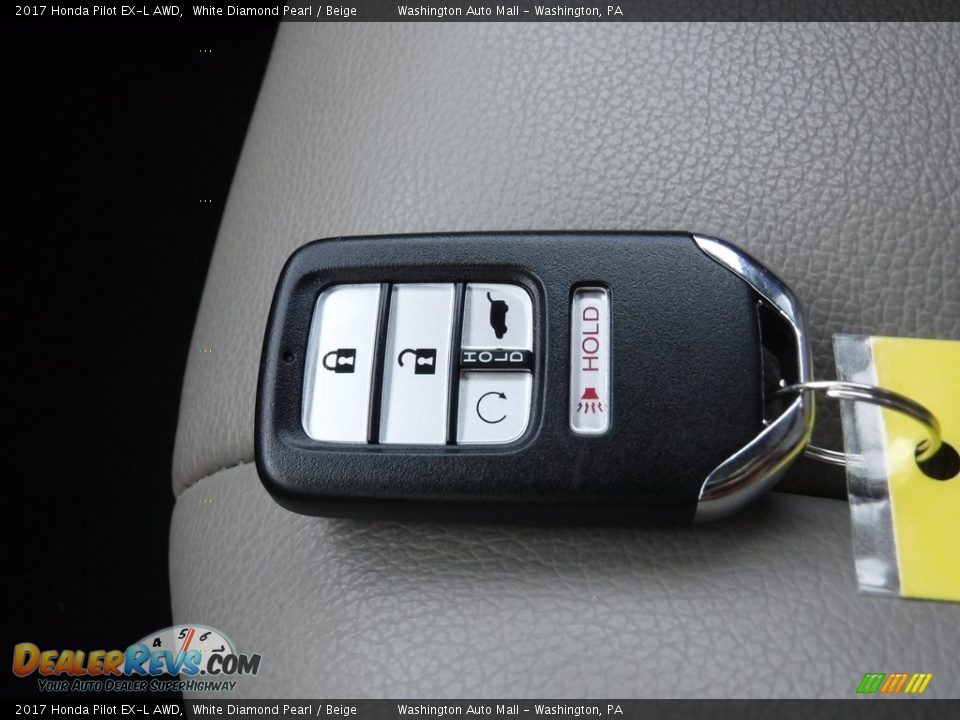 2017 Honda Pilot EX-L AWD White Diamond Pearl / Beige Photo #28