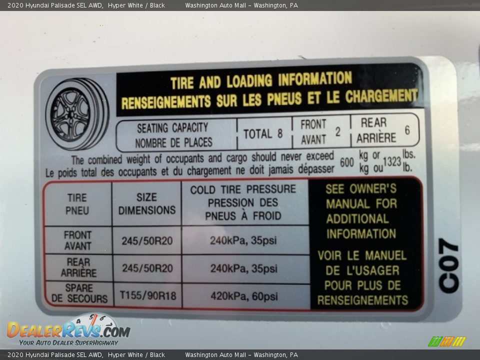 2020 Hyundai Palisade SEL AWD Hyper White / Black Photo #9