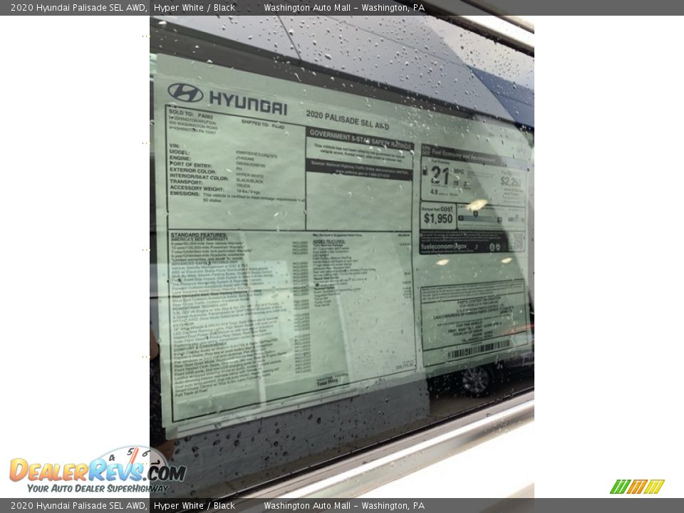 2020 Hyundai Palisade SEL AWD Hyper White / Black Photo #16