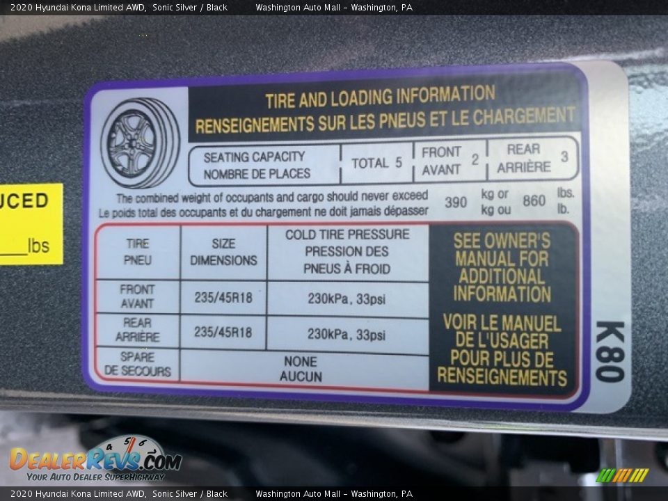 2020 Hyundai Kona Limited AWD Sonic Silver / Black Photo #9