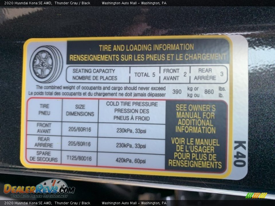 2020 Hyundai Kona SE AWD Thunder Gray / Black Photo #9