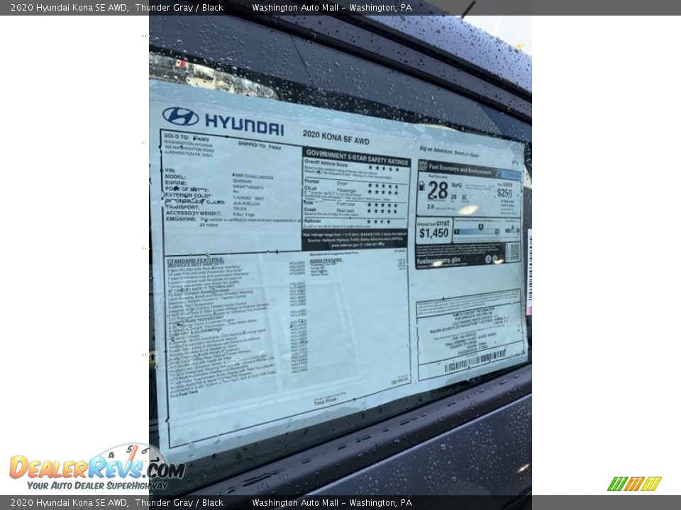 2020 Hyundai Kona SE AWD Thunder Gray / Black Photo #16