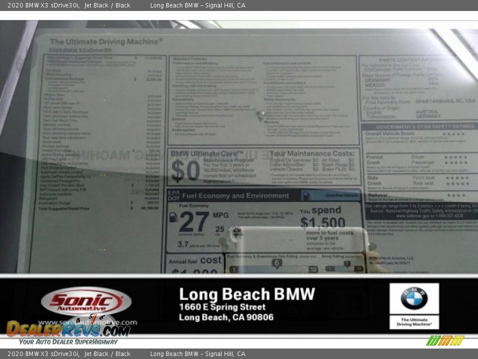 2020 BMW X3 sDrive30i Jet Black / Black Photo #10