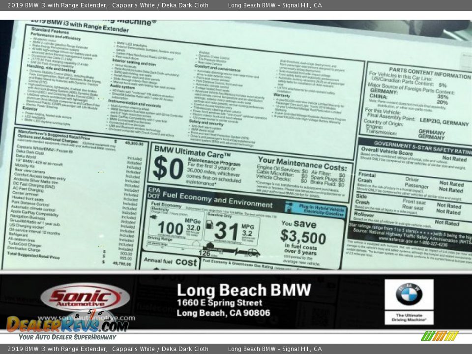 2019 BMW i3 with Range Extender Capparis White / Deka Dark Cloth Photo #11