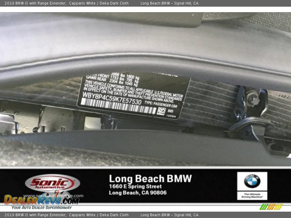 2019 BMW i3 with Range Extender Capparis White / Deka Dark Cloth Photo #12