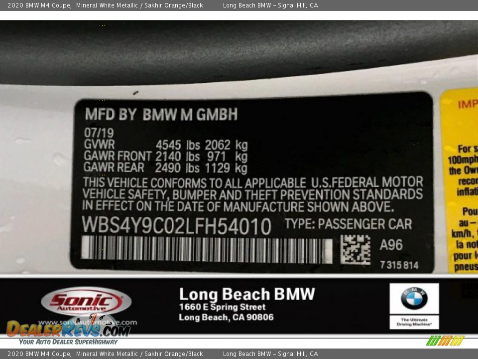 2020 BMW M4 Coupe Mineral White Metallic / Sakhir Orange/Black Photo #11
