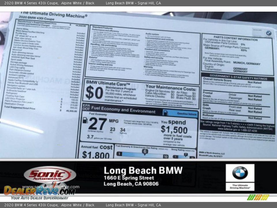 2020 BMW 4 Series 430i Coupe Alpine White / Black Photo #10