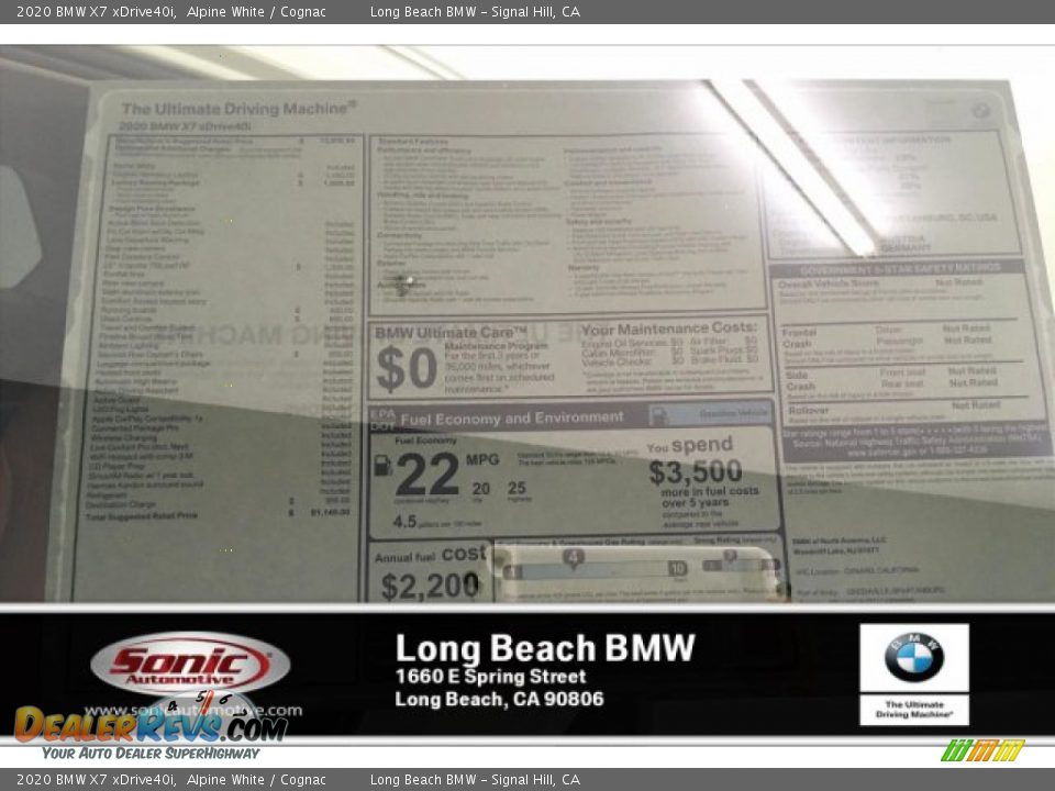 2020 BMW X7 xDrive40i Alpine White / Cognac Photo #10