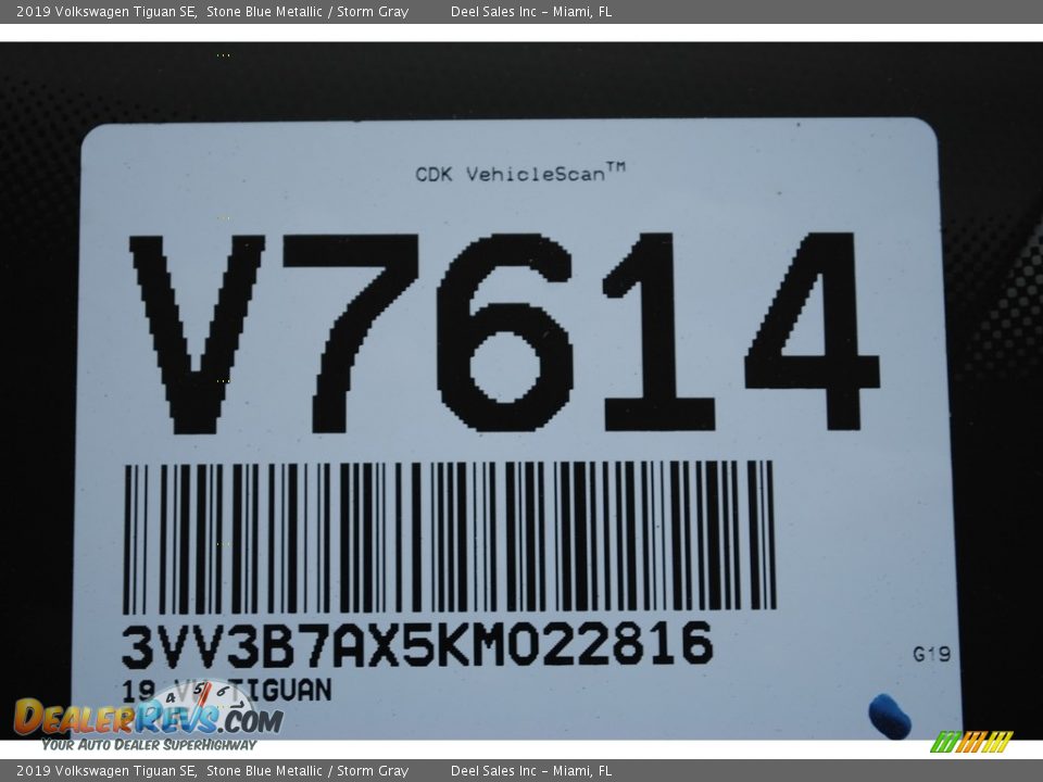 2019 Volkswagen Tiguan SE Stone Blue Metallic / Storm Gray Photo #20