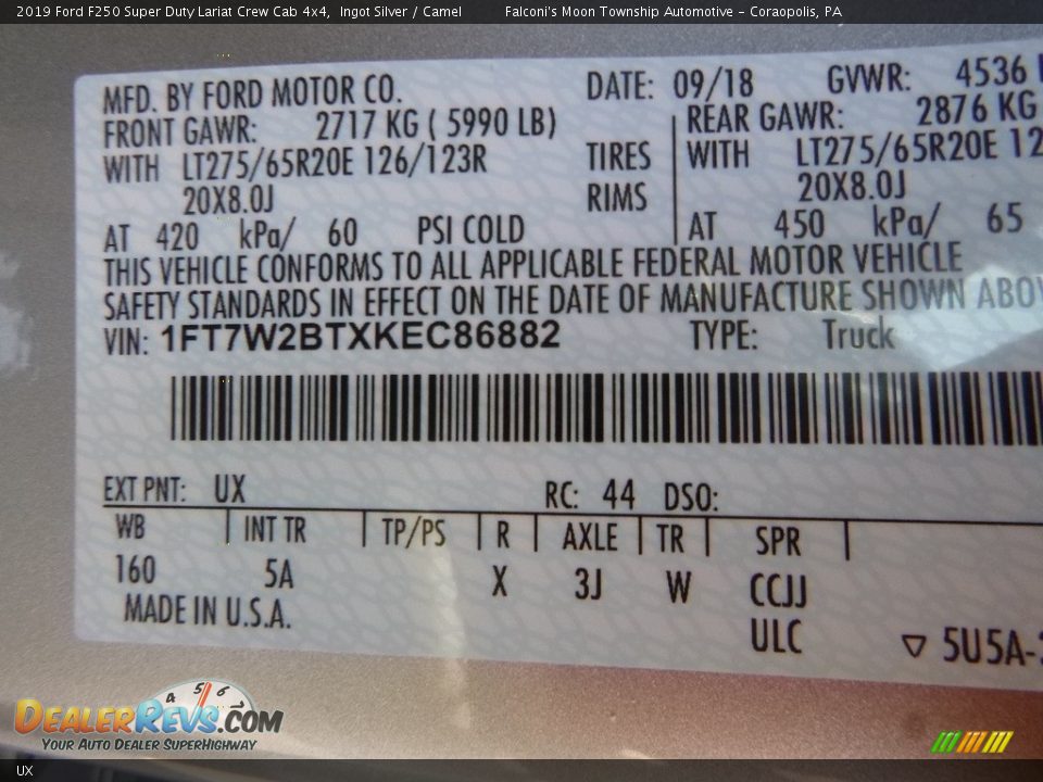 Ford Color Code UX Ingot Silver