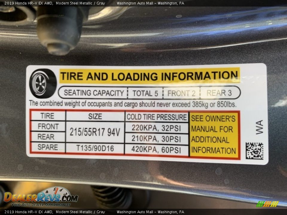 2019 Honda HR-V EX AWD Modern Steel Metallic / Gray Photo #8