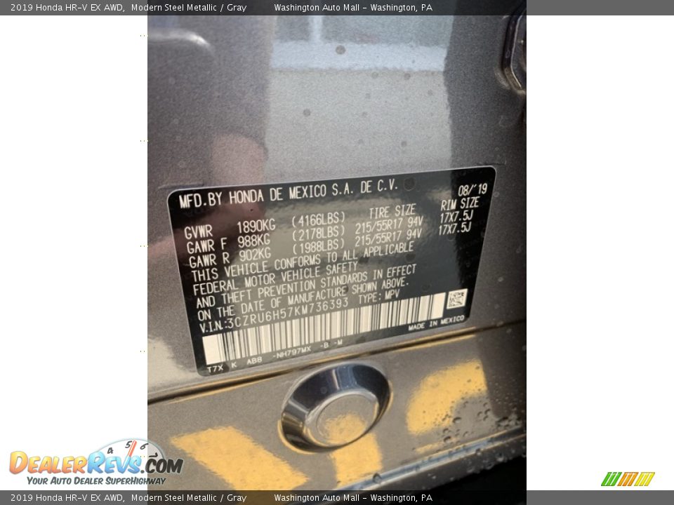2019 Honda HR-V EX AWD Modern Steel Metallic / Gray Photo #9