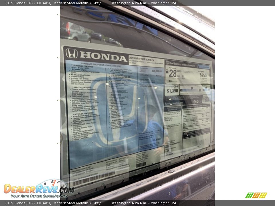 2019 Honda HR-V EX AWD Modern Steel Metallic / Gray Photo #15