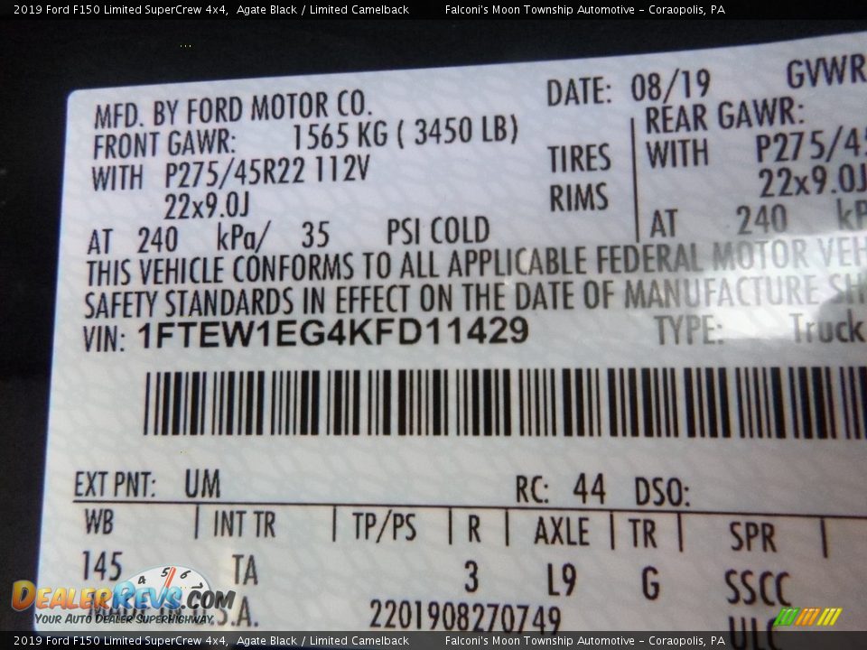 2019 Ford F150 Limited SuperCrew 4x4 Agate Black / Limited Camelback Photo #12