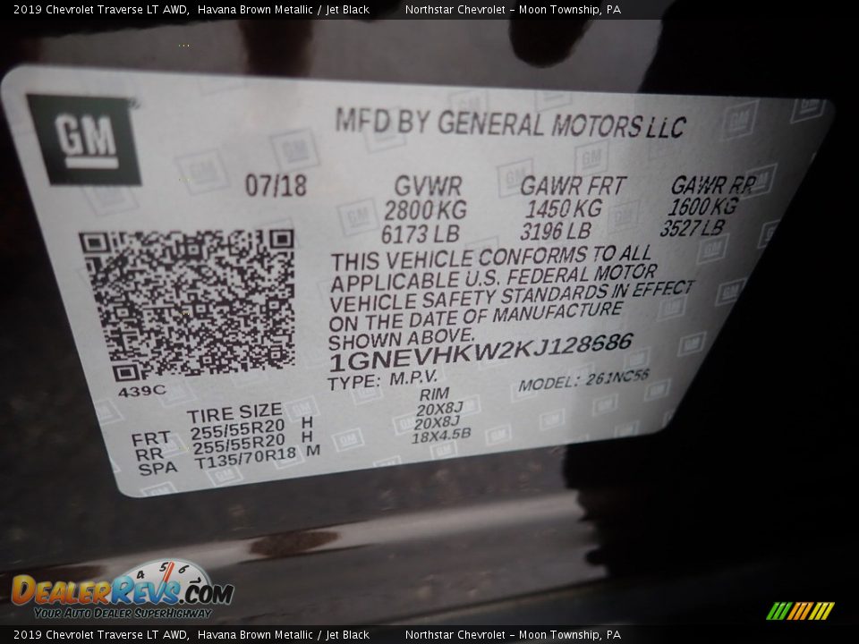 2019 Chevrolet Traverse LT AWD Havana Brown Metallic / Jet Black Photo #18