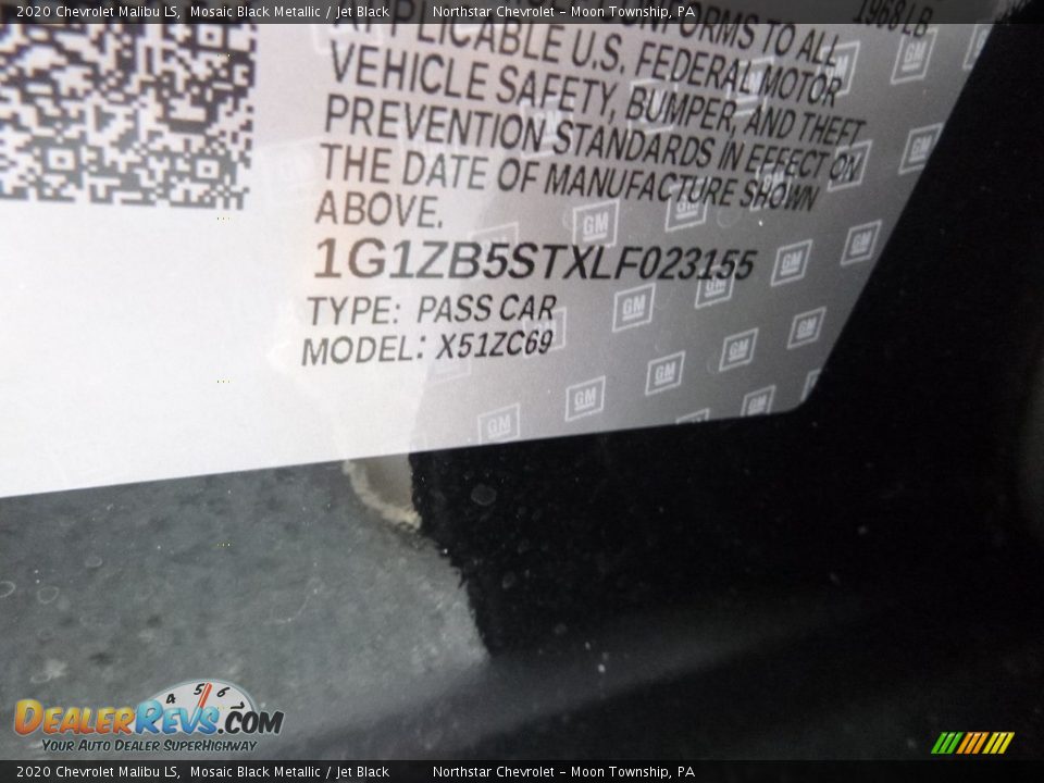 2020 Chevrolet Malibu LS Mosaic Black Metallic / Jet Black Photo #15