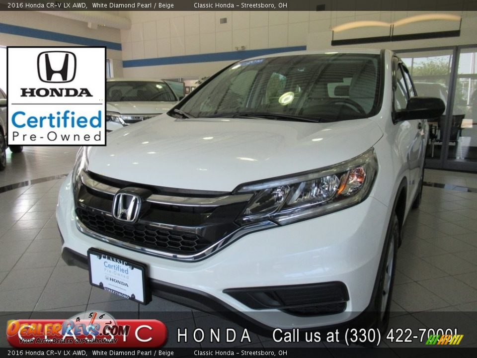 2016 Honda CR-V LX AWD White Diamond Pearl / Beige Photo #1