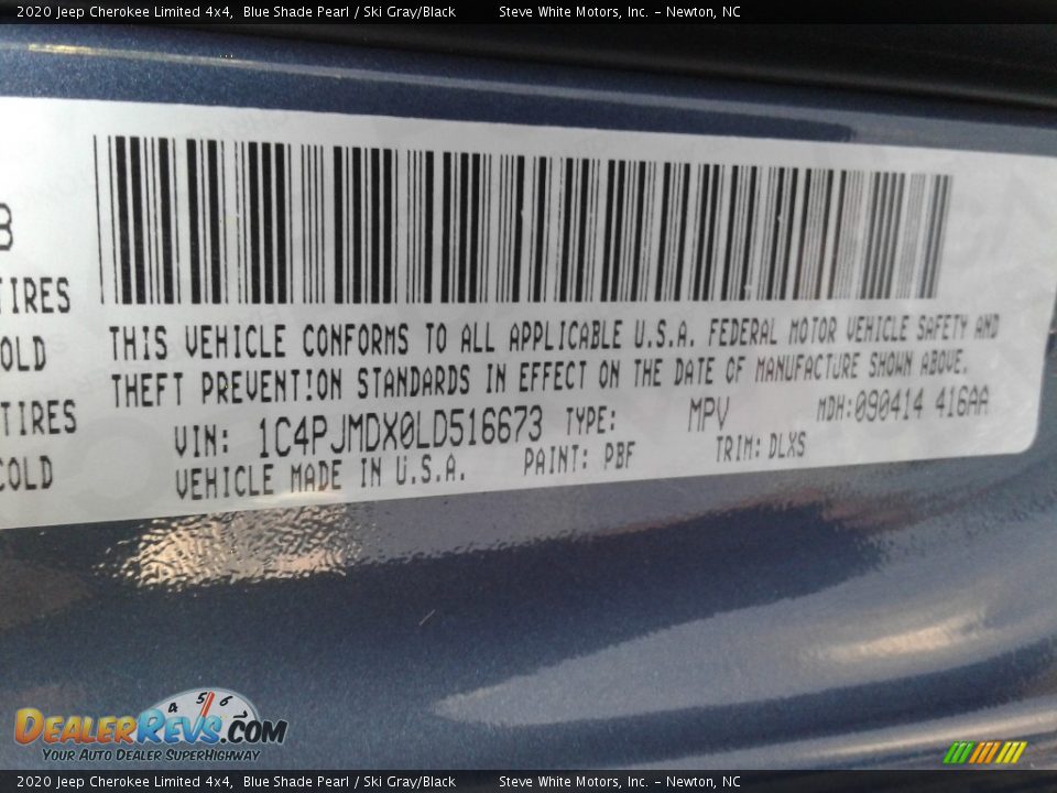 2020 Jeep Cherokee Limited 4x4 Blue Shade Pearl / Ski Gray/Black Photo #36