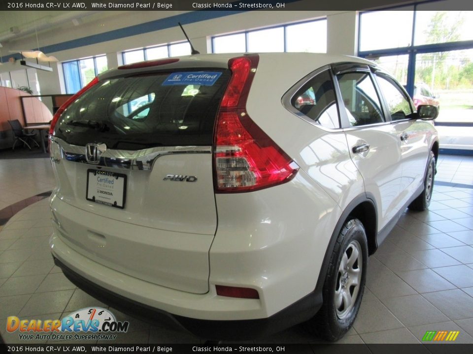 2016 Honda CR-V LX AWD White Diamond Pearl / Beige Photo #4