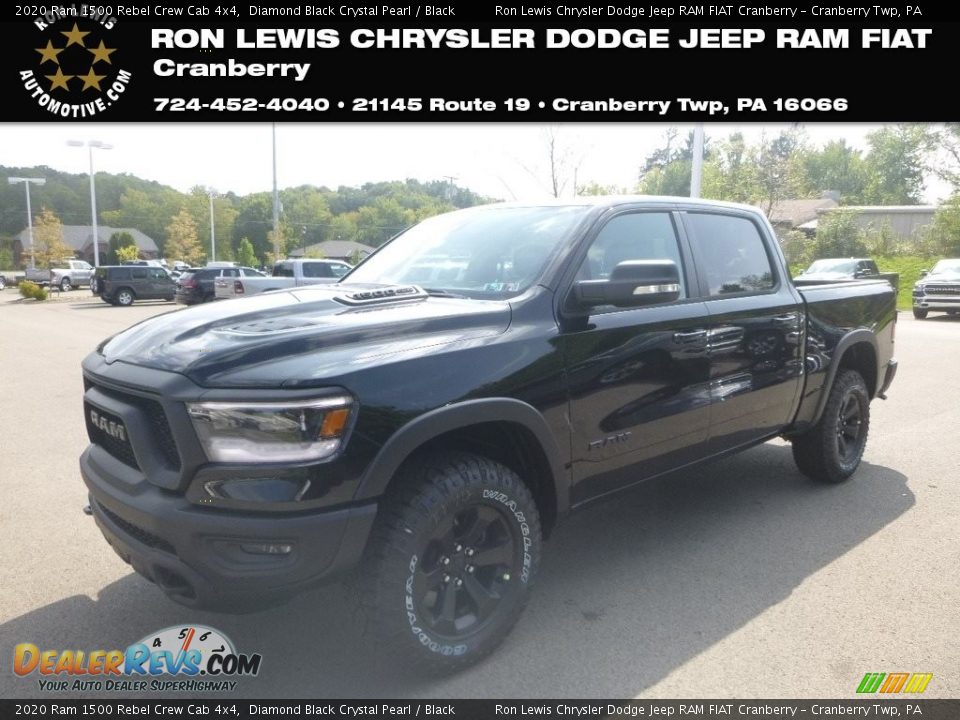 2020 Ram 1500 Rebel Crew Cab 4x4 Diamond Black Crystal Pearl / Black Photo #1