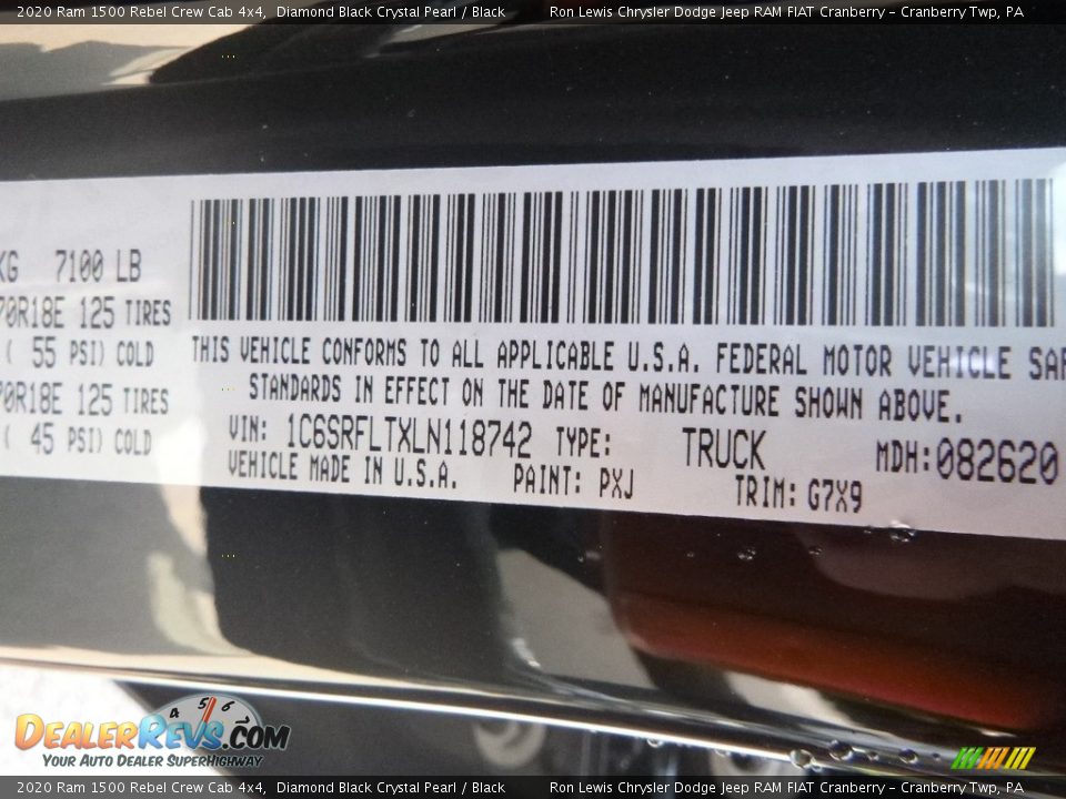 2020 Ram 1500 Rebel Crew Cab 4x4 Diamond Black Crystal Pearl / Black Photo #16