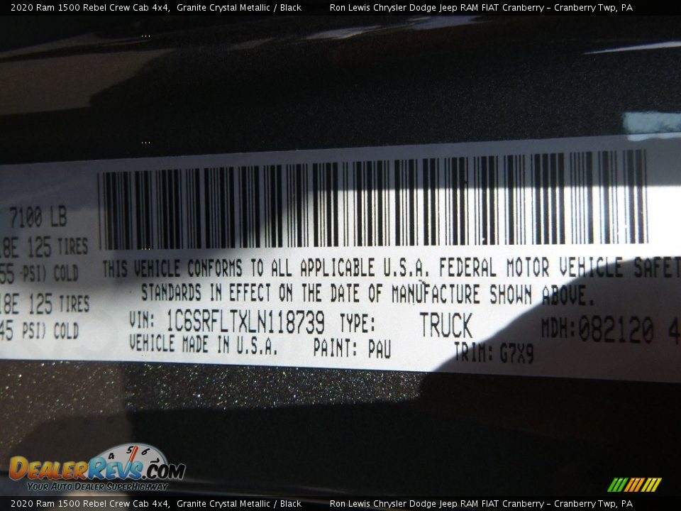 2020 Ram 1500 Rebel Crew Cab 4x4 Granite Crystal Metallic / Black Photo #14
