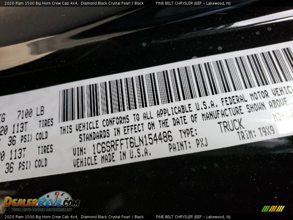 2020 Ram 1500 Big Horn Crew Cab 4x4 Diamond Black Crystal Pearl / Black Photo #9
