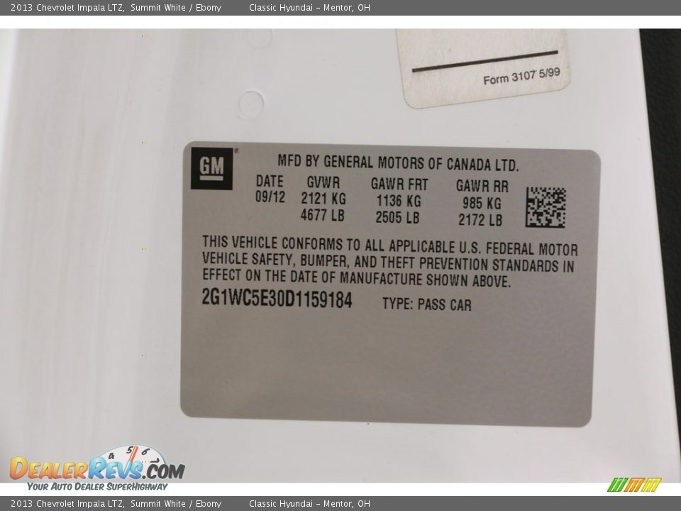 2013 Chevrolet Impala LTZ Summit White / Ebony Photo #17