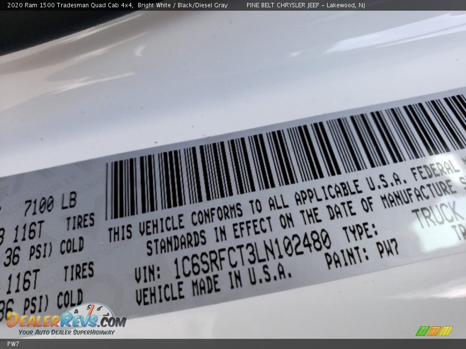 Ram Color Code PW7 Bright White