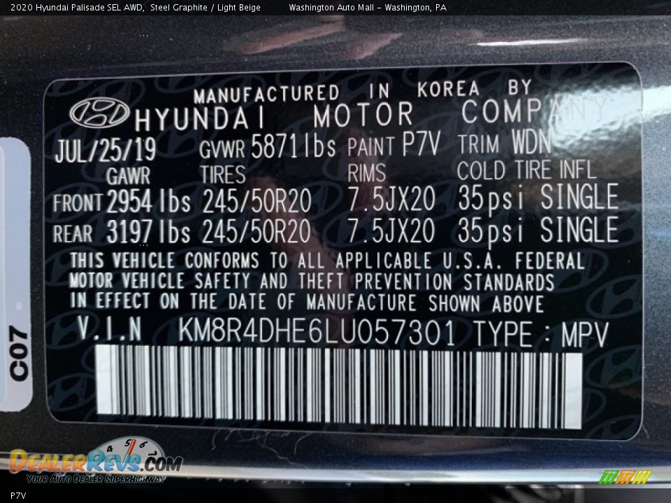 Hyundai Color Code P7V Steel Graphite