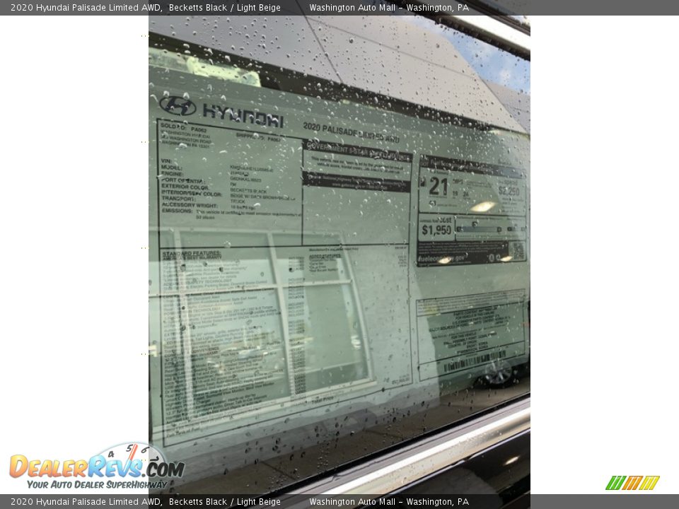 2020 Hyundai Palisade Limited AWD Window Sticker Photo #16
